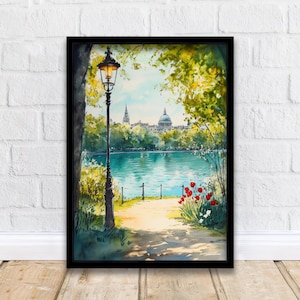 Victoria Park London Travel Poster Print England Wall Art East London Decor Gift for UK City Lovers and Historic British Landscape