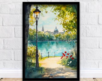 Victoria Park London Travel Poster Print England Wall Art East London Decor Gift for UK City Lovers and Historic British Landscape