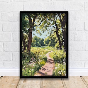 Hampstead Heath Watercolor Painting London Park Art Print Hampstead Heath Pond Scenic Wall Decor Gift for London Lovers