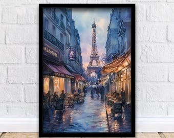 Paris Watercolour Painting Poster France Wall Art City Landscape Print Gift for Europe Lovers and Fans of Scenic French Architecture