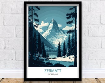 Zermatt Switzerland Matterhorn Swiss Alps Travel Wall Art Poster Print ...