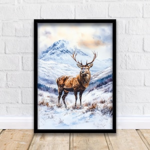 Scottish Highlands Watercolor Painting Scotland Landscape Art Highland Print Scenic Scottish Watercolor Decor