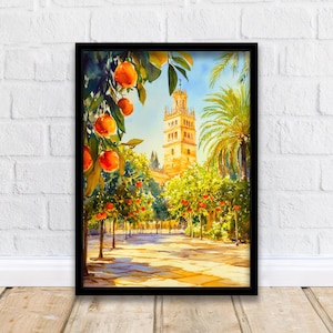 Seville Spain Travel Poster Print Andalusia Wall Art Spanish City Decor European Architecture Gift
