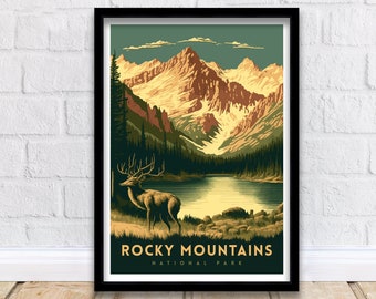 Rocky Mountains Travel Print  | Mountain Wall Art | Wall Art | Rocky Mountain Art | Rocky Mountain | Colorado Art | Rocky Mountain Print