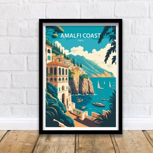 Amalfi Coast  Art Print  | Amalfi Coast Print | Italy | Travel Poster | Amalfi Coast Art | Positano Print | Italy Print | Positano