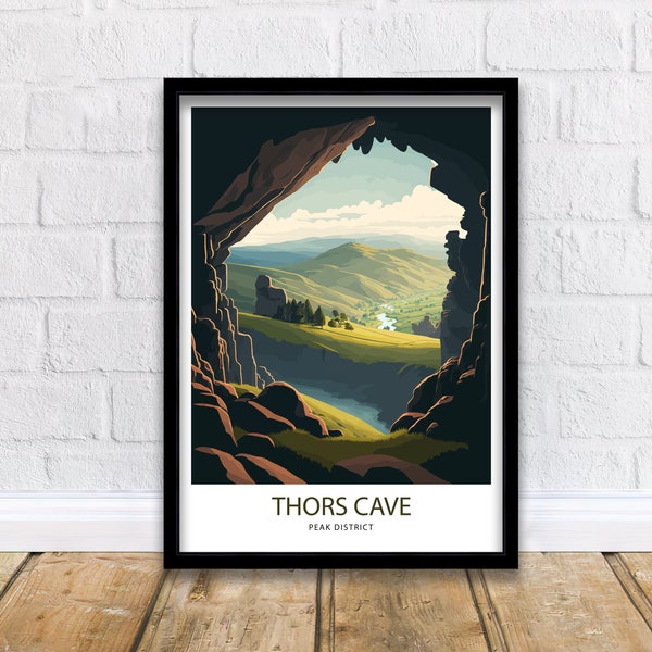 Thors Cave Peak Distrikt Reise Druck | Peak Distrikt Kunst | Peak Distrikt Print | Landschaft | Reise Poster | Peak Distrikt Poster