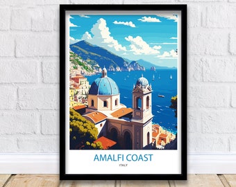 Póster de viaje de la Costa Amalfitana, Italia, lámina decorativa para pared.