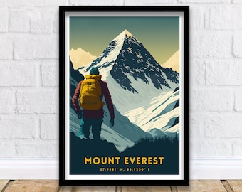 Mount Everest-print | Mount Everest | Mount Everest-poster | Mount Everest-kunst | Everest-print | Muurkunst berg | Everest-poster
