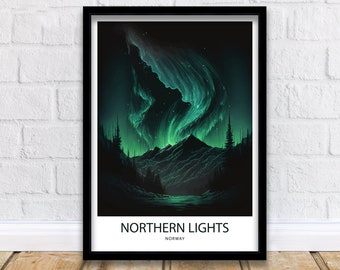 Norrskenskonsttryck | Reseposter | Konsttryck | Väggkonst | Konsttryck | Resetryck | Norge | Norrskenskonst