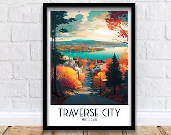 Michigan Travel Poster | Traverse City Art Print