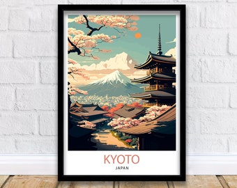 Kyoto Japan Travel Print  Japan Wall Decor Kyoto Poster Japan Travel Prints Kyoto Art Print Kyoto Japan Illustration Kyoto Wall Art Japan