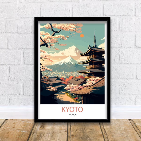 Kyoto Japan Travel Print  Japan Wall Decor Kyoto Poster Japan Travel Prints Kyoto Art Print Kyoto Japan Illustration Kyoto Wall Art Japan