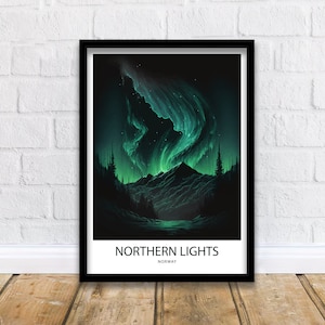 Northern Lights Art Print  | Travel Poster | Art Print | Wall Art | Art Print | Travel Print | Norway | Northern lights Art