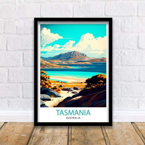 Tasmania Travel Print  Tasmania Wall Art Tasmania Home Decor Tasmania Illustration Tasmania Travel Poster Gift for Tasmania Lovers