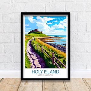 Holy Island Northumberland Travel Poster Wall Decor Wall Art Holy Island Landscape Wall Hanging Home Décor Northumberland Gift Art Lovers