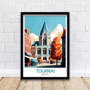 Tournai Belgium Travel Print  Tournai Wall Decor Tournai Home Living Decor Tournai Illustration Travel Poster Gift For Tournai Belgium Home