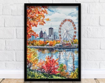 Montreal Cityscape Watercolor Art Print, Old Port Quebec Painting, Canada Travel Wall Decor, City Lover Gift