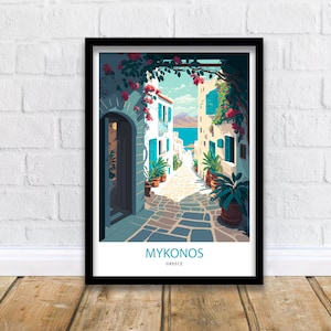 Impressão de viagem de Mykonos | Impressão de arte de Mykonos | Pôster de Mykonos | Arte de parede da Grécia | Arte de parede de Mykonos | Impressão da Grécia | Mykonos | Mykonos, Grécia |