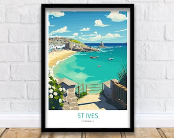 St Ives, Cornwall Travel Poster, Art Print, Wall Art, Art Print