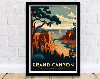 Pôster de viagem do Grand Canyon | Arte de parede do Parque Nacional do Arizona