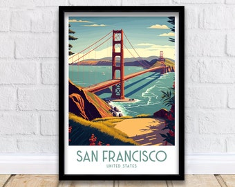 San Francisco Travel Print| | San Francisco Poster | Golden Gate Bridge | San Francisco Art | Travel Poster | Travel Print | Wall Art