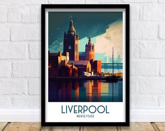 Liverpool resetryck, Liverpool väggkonst Liverpool heminredning Liverpool illustration Liverpool Storbritannien gåva Liverpool poster Liverpool