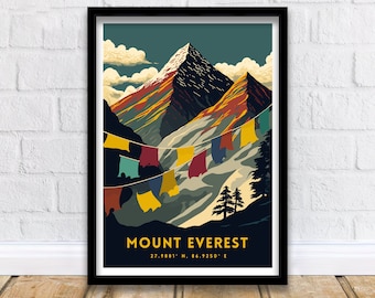 Mount Everest-print | Mount Everest | Mount Everest-poster | Mount Everest-kunst | Everest-print | Muurkunst berg | Everest-poster