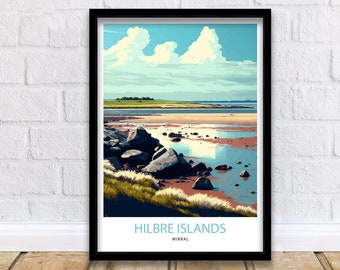 The Hilbre Islands Travel Print  | Merseyside| Liverpool | Wirral | Travel Poster |