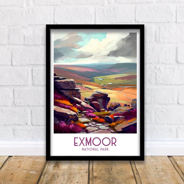 Exmoor National Park Travel Print  | Exmoor Poster | Exmoor Print | Fine Art Print | National Park | Exmoor Landscape | Travel Poster