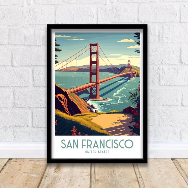 Impresión de viaje de San Francisco/ / Cartel de San Francisco / Puente Golden Gate / Arte de San Francisco / Cartel de viaje / Impresión de viaje / Arte de pared