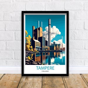 Tampere Finland Travel Print  Tampere Wall Art Tampere Home Decor Tampere Cityscape Illustration Tampere Souvenir Finland Travel Poster
