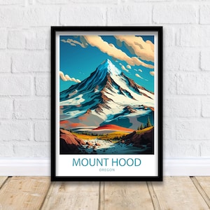 Mount Hood Travel Print  Mount Hood Wall Decor, Mount Hood Home Living Decor Mount Hood Illustration Travel Poster, Gift For Mount Hood