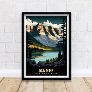 Banff National Park Travel Print  Banff Wall Decor Banff Home Living Decor Banff Illustration Travel Poster Gift For Banff Lovers Banff