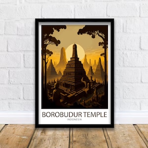 Borobudur Temple Print , Indonesia Wall Art, Travel Decor, Gift for Traveler, Temple Art, Indonesia Poster