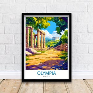 Olympia Travel Poster Ancient Greece Art Print Historic Olympia Poster Greece Ruins Wall Decor Temple of Zeus Art Ancient Greek Culture