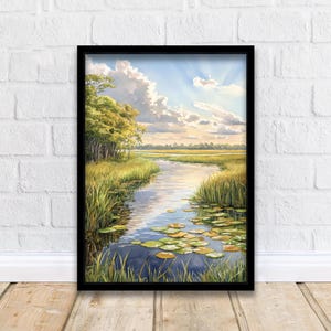 Pittura ad acquerello Everglades Arte paesaggistica della Florida Stampa Everglades Arte paesaggistica ad acquerello Arte naturalistica Decorazione della fauna selvatica Everglades