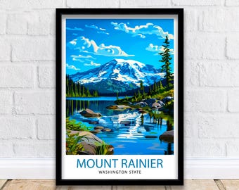 Mt. Rainier Reise-Druck-Wand-Dekor-Wand-Kunst Rainier-Landschafts-Wand-behängende Hauptdekor pazifischer Nordwesten Geschenk-Kunst-Liebhaber-szenische Druck