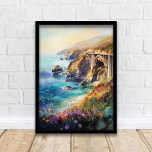 Big Sur California Watercolor Painting Wall Art Big Sur Print Coastal Art California Landscape Watercolor Art Nature Lover Gift
