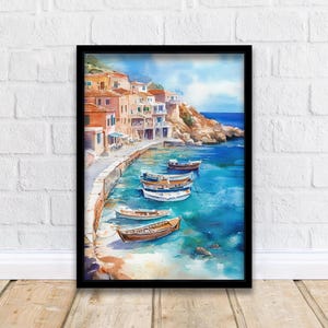 Greece Watercolor Painting Greek Island Art Greece Print Scenic Mediterranean Decor Gift for Greece Lovers Home Decor