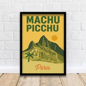 Machu Picchu Vintage Travel Poster Peru Art Machu Picchu Print Scenic Inca Ruins Decor Gift for Peru Lovers Wanderlust