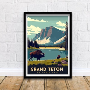 Grand Teton Travel Print  | National Park | Grand Teton Print | National Park Print | National Park Poster | National Park Art | Grand Teton