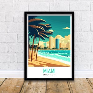 Miami Travel Print| | Miami Print | Miami Poster | Travel Poster | Travel Print | Miami Wall Art | Miami Travel Poster | Travel Wall Art |
