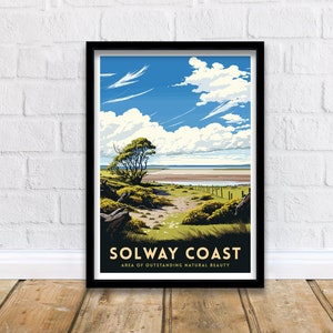 Solway Coast Travel Print , Wall Decor, Home Living Decor, Solway Coast Illustration, Travel Poster, Gift For Solway Coast, Home Decor