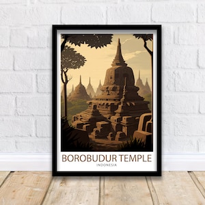 Borobudur Temple Print , Indonesia Wall Art, Travel Decor, Gift for Traveler, Temple Art, Indonesia Poster
