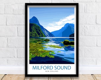 Milford Sound New Zealand Travel Print Wall Decor Wall Art Milford Sound Wall Hanging Home Décor Milford Sound Gift Art Lovers New Zealand