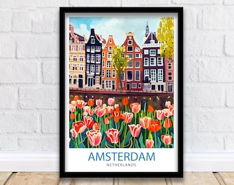 Amsterdam Netherlands Travel Print Wall Decor Wall Art Amsterdam Wall Hanging Home Décor Amsterdam Gift Art Lovers Netherlands Art