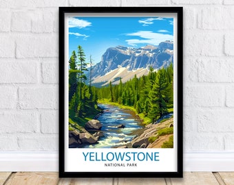 Yellowstone National Park Travel Print Wall Decor Wall Art Yellowstone Wall Hanging Home Décor Yellowstone Gift Art Lovers American Art