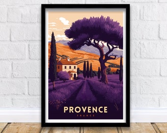 Provence France Travel Poster: Lavender Fields Art Print