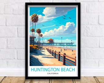 Huntington Beach Pier Art Print | California Travel Poster