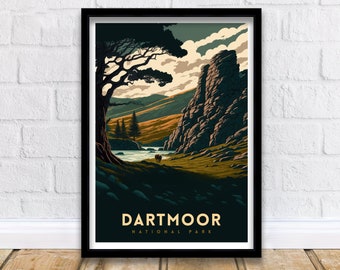 Dartmoor Travel Print  | National Park | Devon | Dartmoor Print | Landscape | Dartmoor Poster | Uk National Park | Dartmoor Wall Art